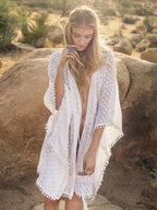 Hollow Out Lace Up Bikini Cover