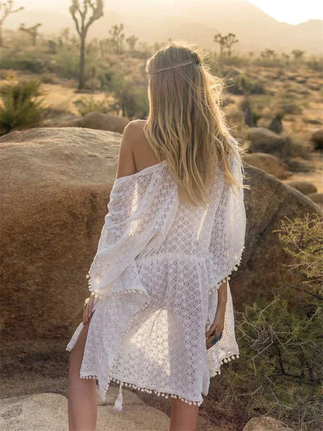 Hollow Out Lace Up Bikini Cover