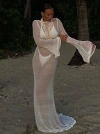 Hollow Out Long Sleeve Bikini Cover Up