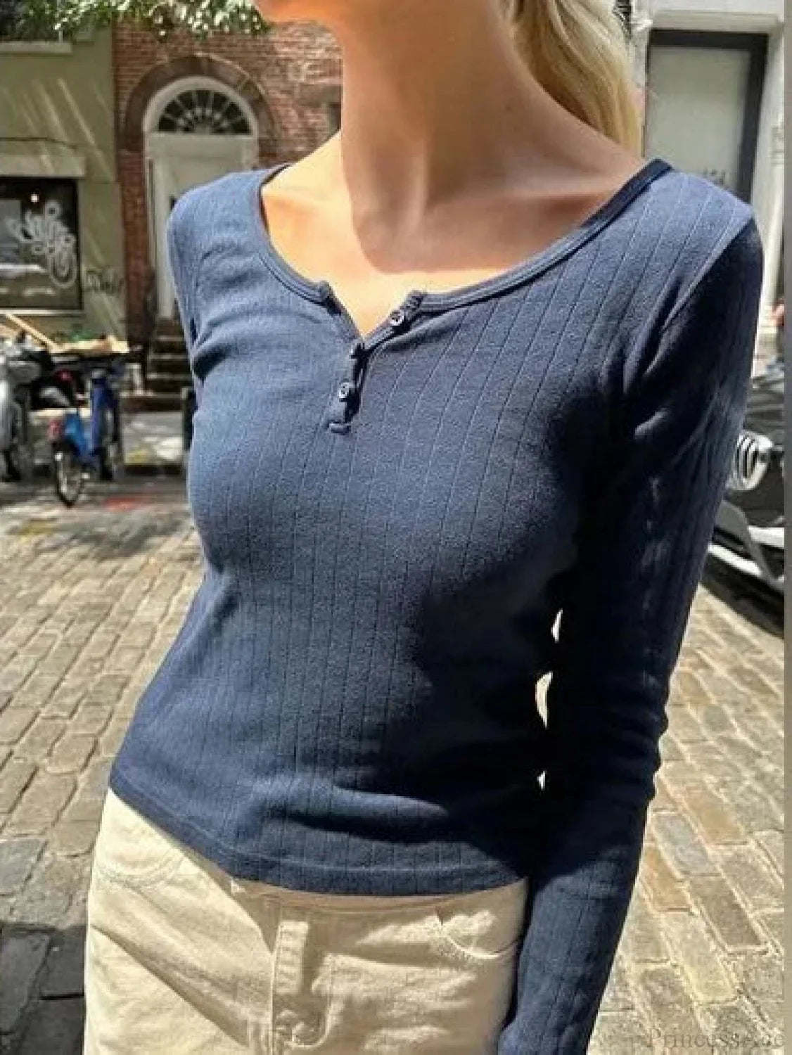 Hollow Out Pink Long Sleeve Slim Top Knit