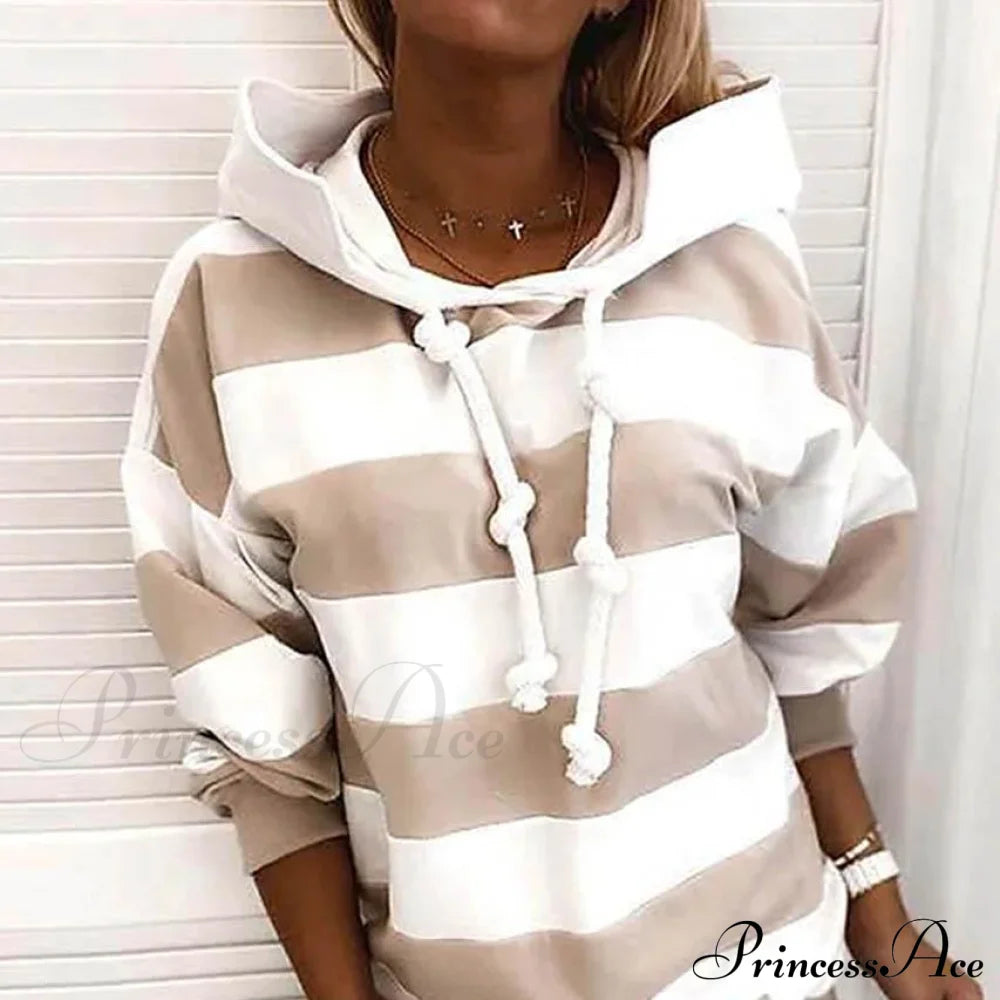 Hoodie Striped Casual Pullover Sweatshirt