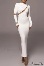 Irregular Slit Long Sleeve Dress