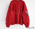 Jacket Loose Pocket Embroidery Knit Cardigan