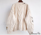 Jacket Loose Pocket Embroidery Knit Cardigan
