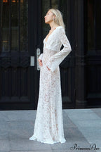 Jacquard Sheer Lace Bodycon Maxi Dress