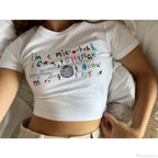 Kawaii Letter Print Crop Top T-Shirt