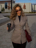 Khaki Plaid Suit Coat