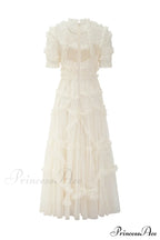 Kinley Ruched Ruffle Charming Hem Maxi Dress