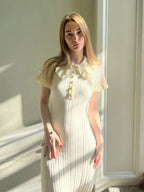 Knit Retro Single-Breasted Mini Dress