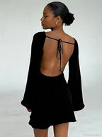 Knitted Backless Lace Up Bikini Cover