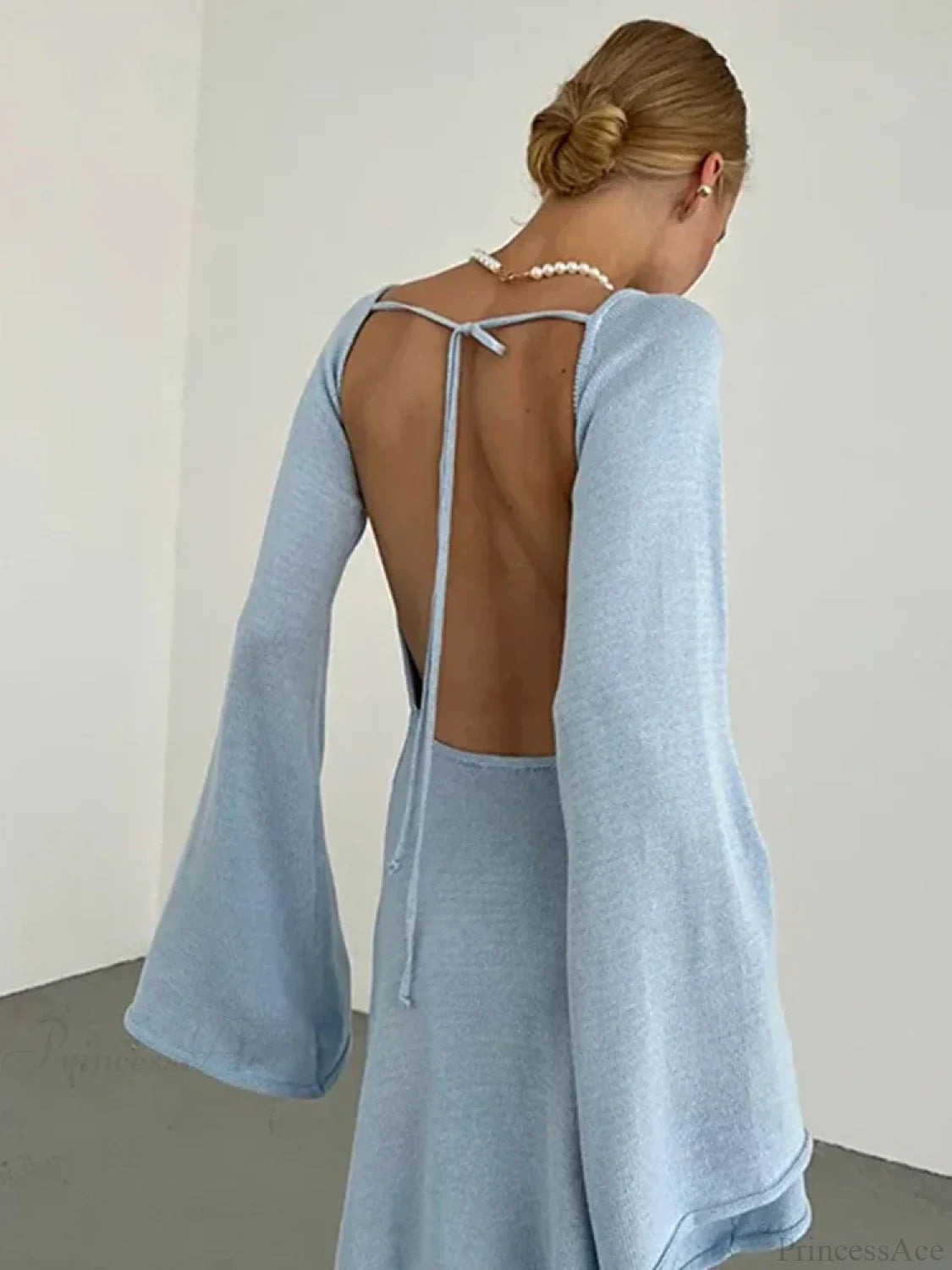 Knitted Backless Lace Up Bikini Cover