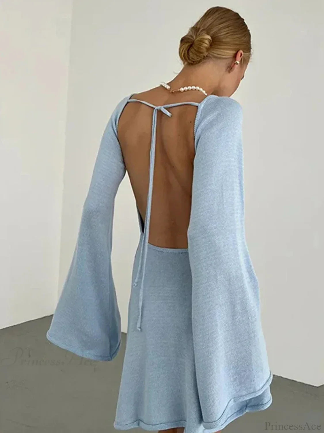 Knitted Backless Lace Up Bikini Cover