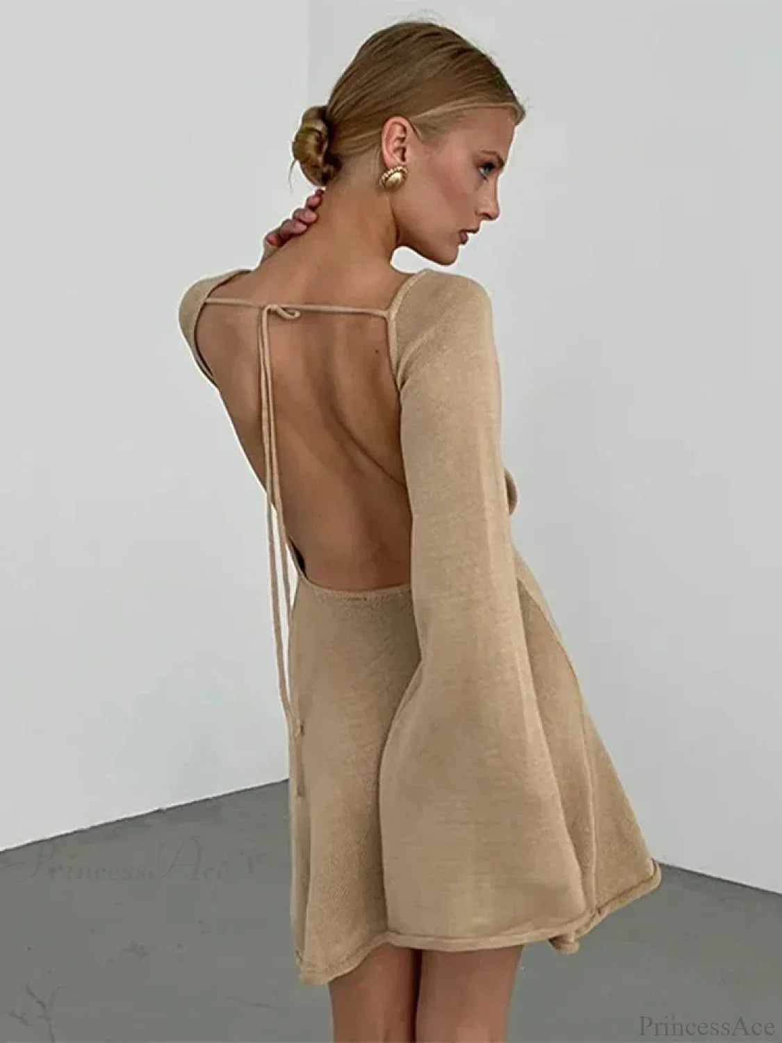 Knitted Backless Lace Up Bikini Cover
