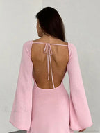 Knitted Backless Lace Up Bikini Cover