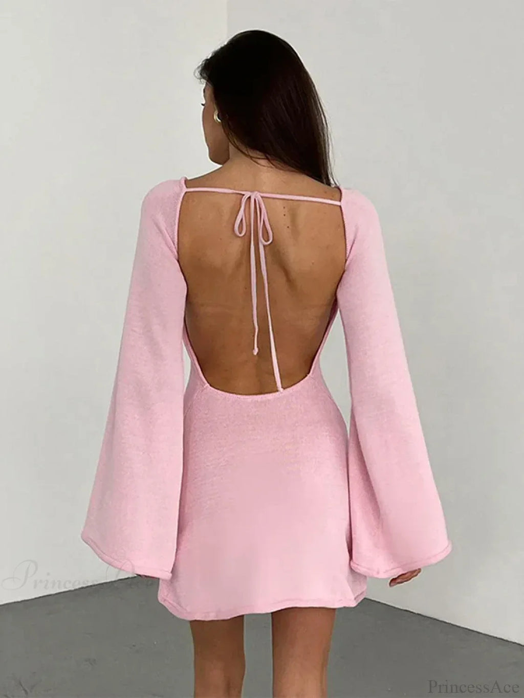 Knitted Backless Lace Up Bikini Cover