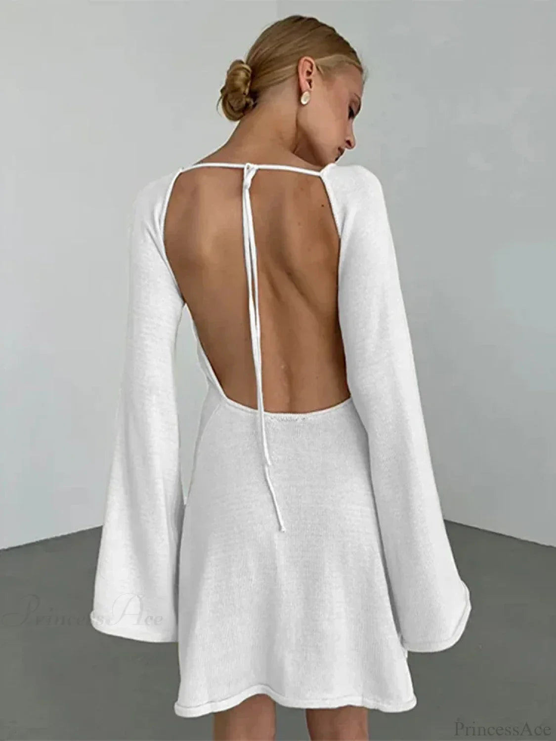 Knitted Backless Lace Up Bikini Cover