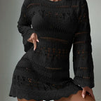 Knitted Hollow Out Backless Beach Mini Boho Dress Cover-Up