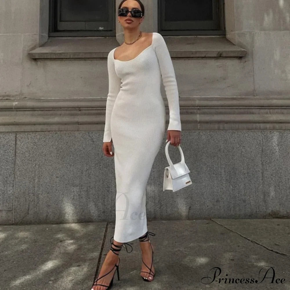 Knitted Sleeves Gown And Women Long Sweater Shoulder Off With Design