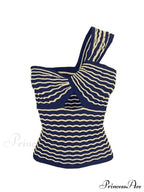 Knitted Stripe Long Trendy Sleeve Maxi Dress