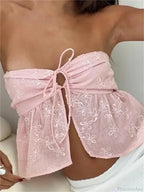 Lace Flower Patchwork Crop Top