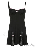 Black Lace Detail Mini Dress