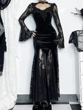 Lace Patchwork Flare Sleeve Maxi Dress