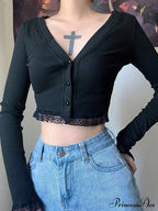 Lace Patchwork Knitted Cardigan