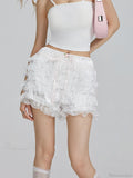 Lace Ruffled Bow Flower Short