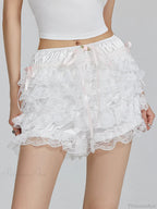 Lace Ruffled Bow Flower Short