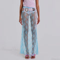 Lace Sheer Maxi Split See Through Cover Up Beach Skirt