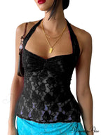 Lace Solid Basic Casual Slim Fit Summer Stylish Elegant Crop Top