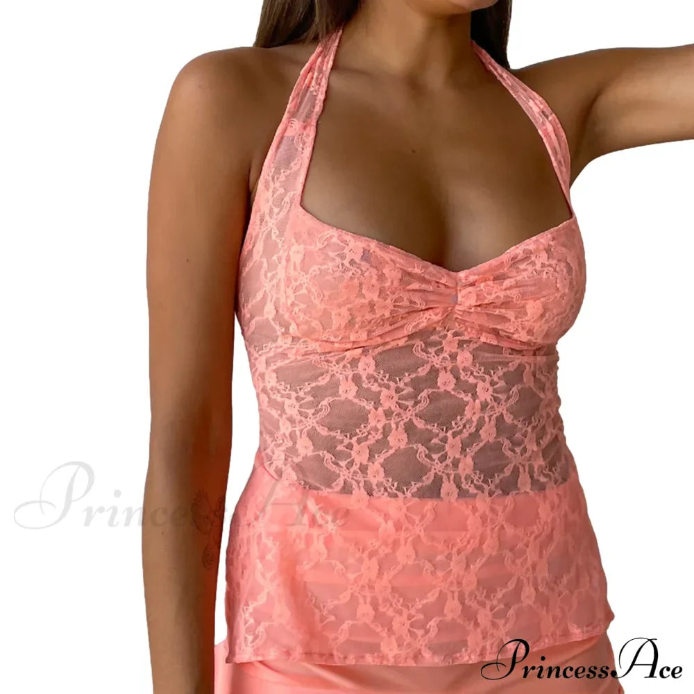 Lace Solid Basic Casual Slim Fit Summer Stylish Elegant Crop Top