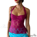 Lace Solid Basic Casual Slim Fit Summer Stylish Elegant Crop Top