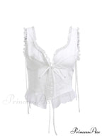 Lace Trim Ribbed Trendy Two Piece Set