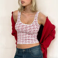Lace Trim Slim Fit Y2K Summer Floral Sleeveless Casual Basic Crop Top