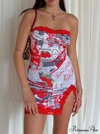 Lace Trim Split Trendy Open Back Mini Dress