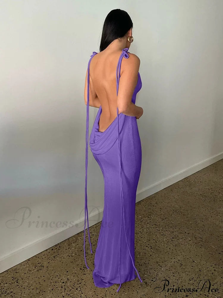 Lace-Up Backless Dress