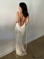 Lace-Up Backless Dress