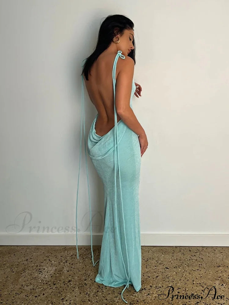 Lace-Up Backless Dress