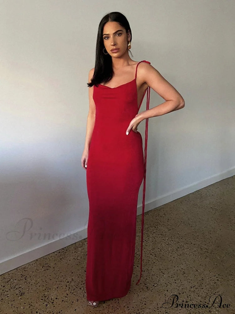 Lace-Up Backless Dress