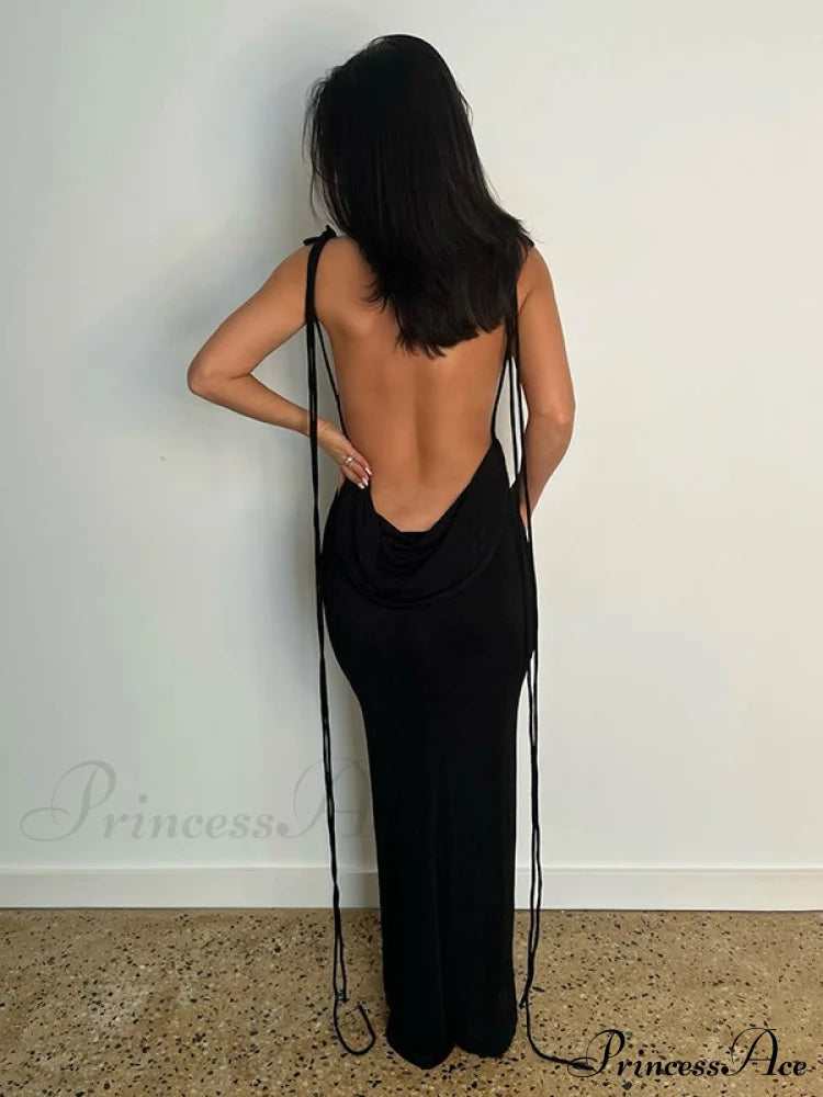 Lace-Up Backless Dress