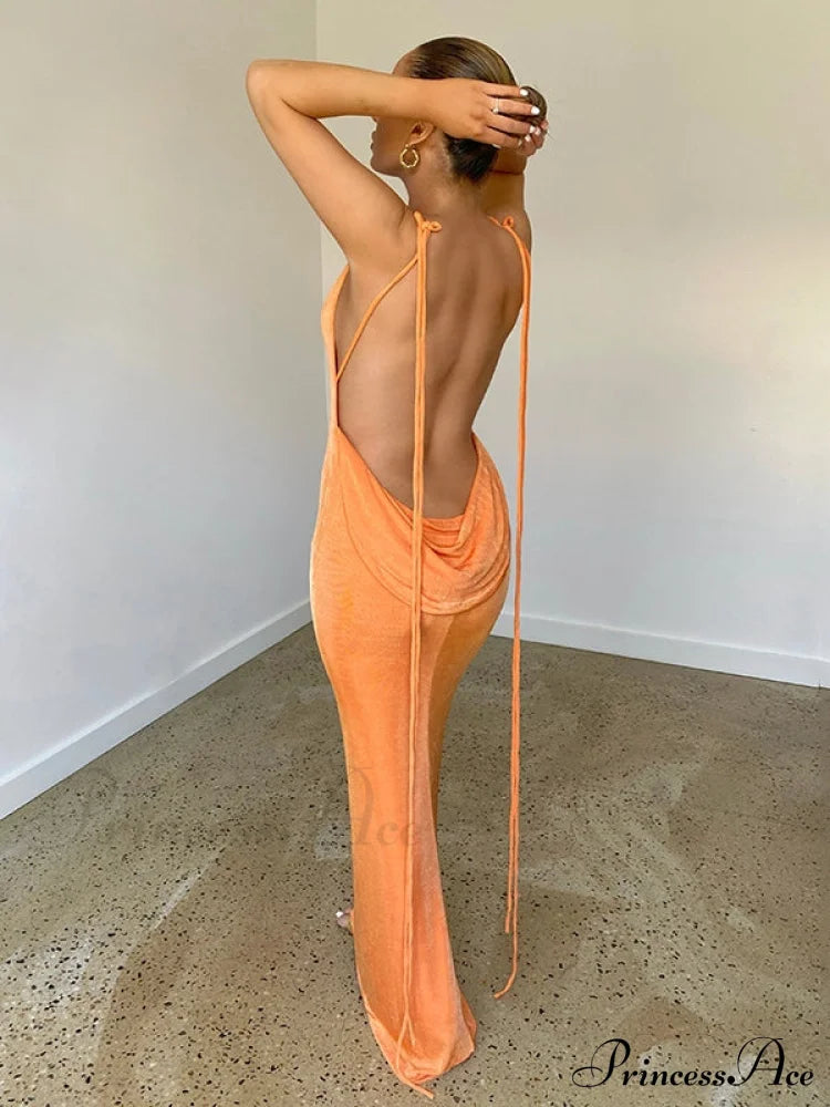 Lace-Up Backless Dress