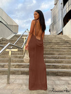 Lace-Up Backless Dress