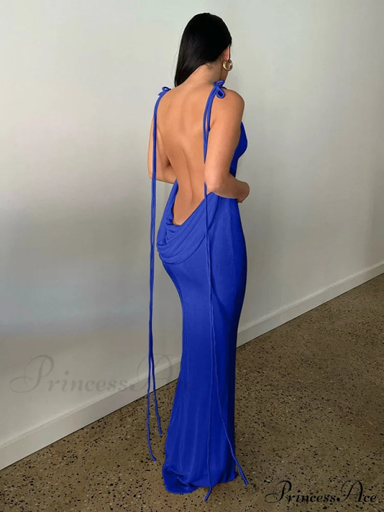 Lace-Up Backless Dress