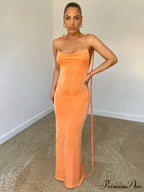 Lace-Up Backless Dress
