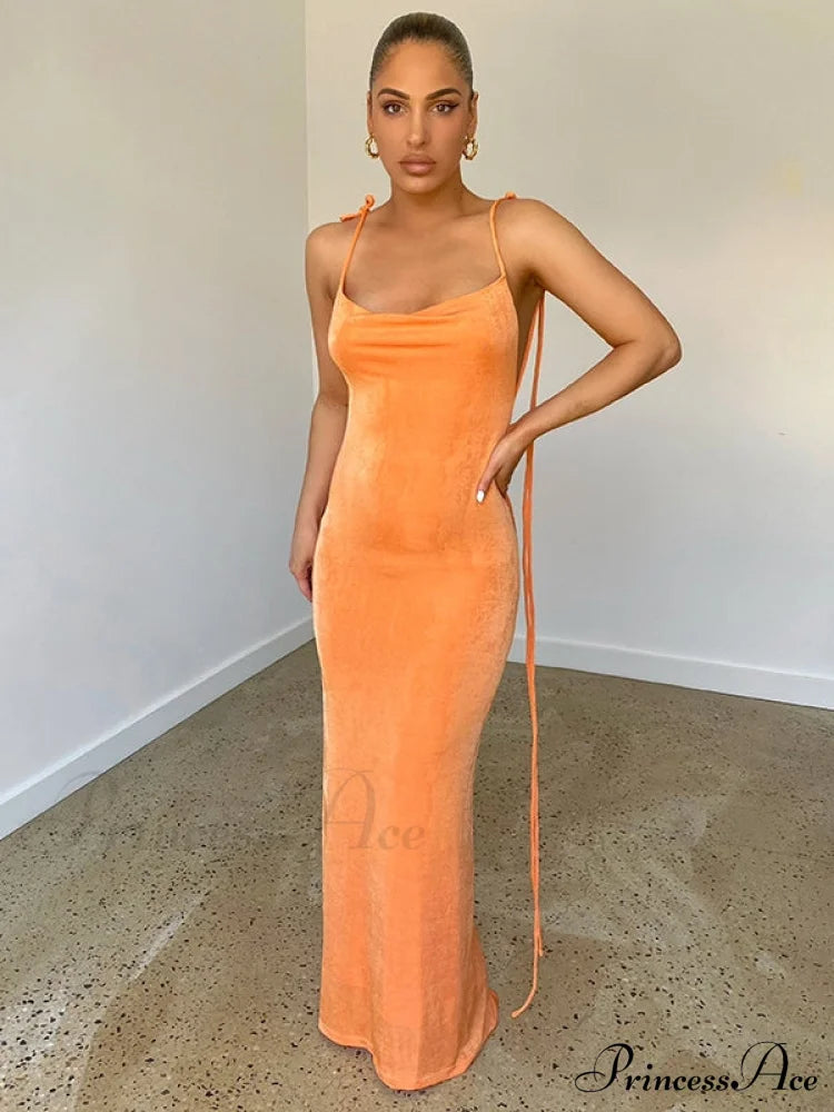Lace-Up Backless Dress