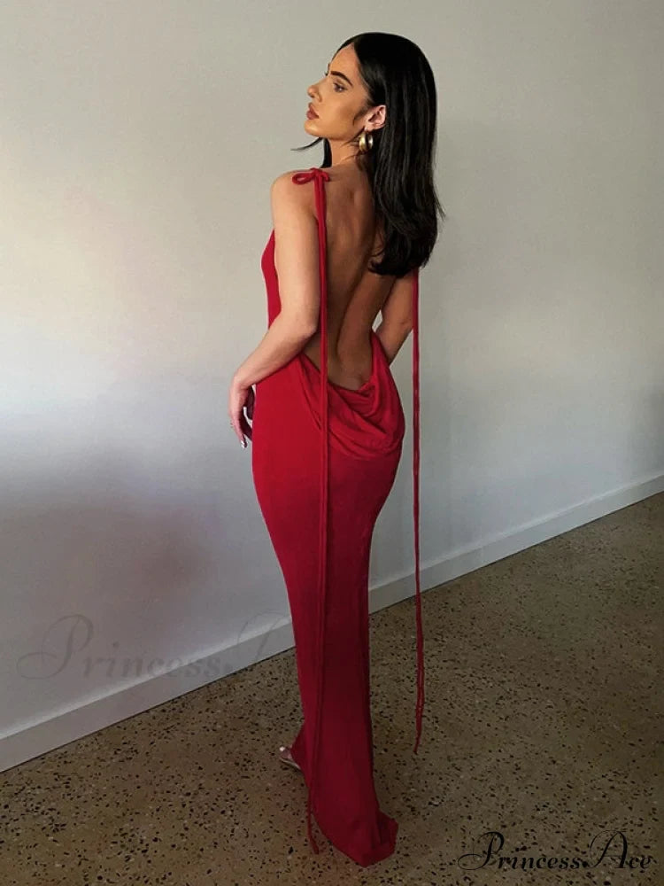 Lace-Up Backless Dress