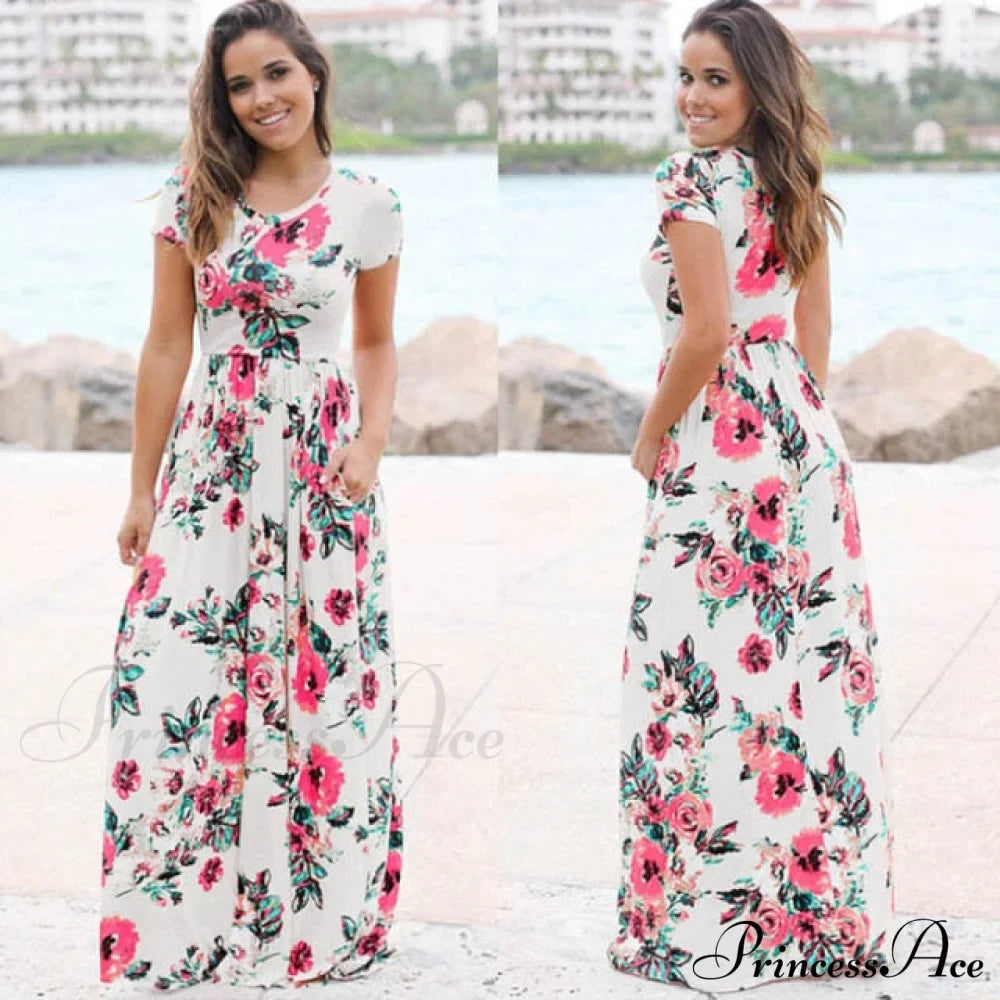 White Maxi Evening Party Dress