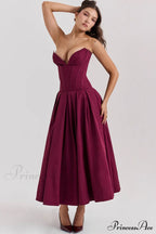 Lady Black Stylish Strapless Midi Dress