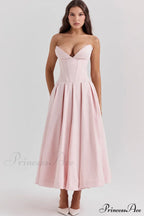 Lady Black Stylish Strapless Midi Dress